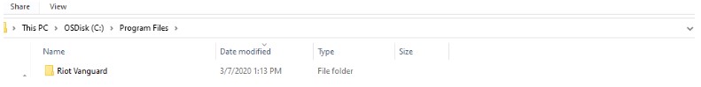 Captura de pantalla de la carpeta de archivos de programa de Windows.