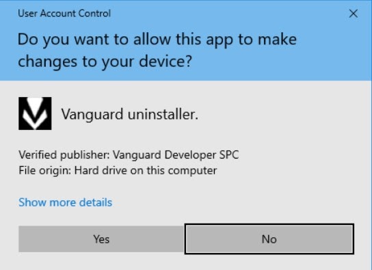 Captura de pantalla de una ventana emergente de Windows que pregunta si queréis permitir que la aplicación haga cambios en el dispositivo.
